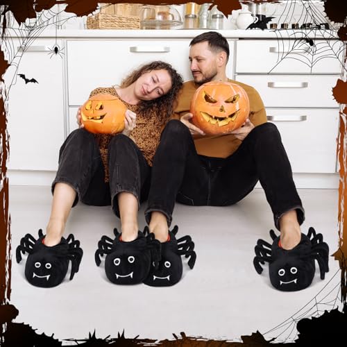 Newcotte Halloween Spider Slippers Halloween Stuff Fluffy Plush Slippers Fuzzy Animals Cute Cartoon Warm Shoes for Women Men Home Party Supplies Gifts Outdoor Indoor Bedroom 5
