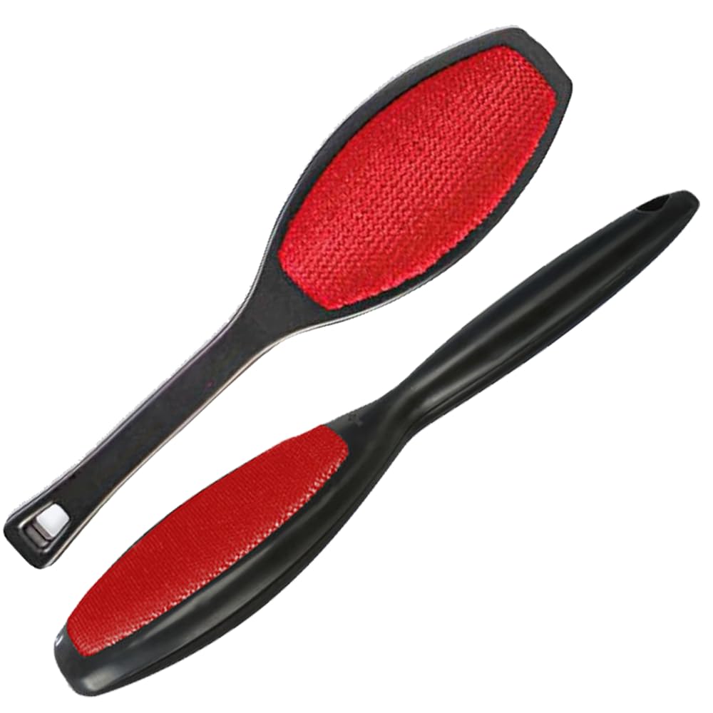 Zopper Black And Red Magic Cloth Brush - Double Sided Lint Remover Clothes Brush - Reusable Lint Brush For Clothes And Velvet Pet Fluff Upholstery And Carpet Dust & Pet Hair - Effective Cleaning - Pack Of 2