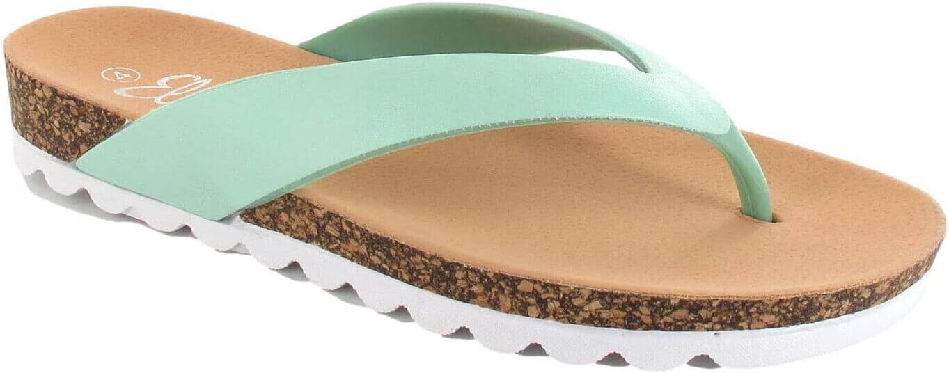 Ella ShoesLadies Sandals Toe Post Comfort Flip Flops Footbed Casual Stylish Chunky Contrast Sole Beach Holiday Summer Shoes