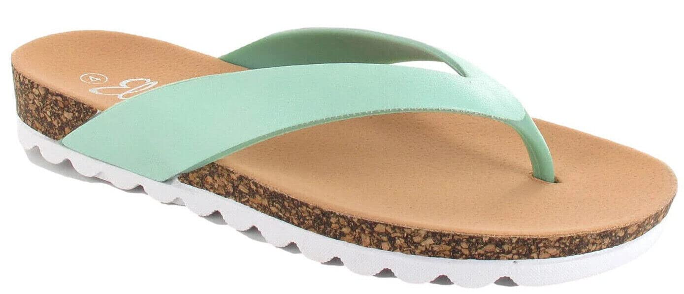 Ella ShoesLadies Sandals Toe Post Comfort Flip Flops Footbed Casual Stylish Chunky Contrast Sole Beach Holiday Summer Shoes