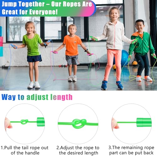 Aodaer 6 Packs Kids Jump Rope Set Colorful Outdoor Jump Ropes 7.3 Feet Adjustable Skipping Ropes for Outdoor Fun Activity Great Party Favor