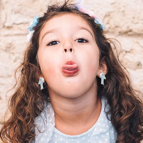 Ecation 6 Pairs Cute Animal Bite Earring Handmade Alloy Clay Stud Earrings 3D Cartoon Dinosaur Shark Animal Stud Earring For Kids Girls Women Christmas New Year #TOP5