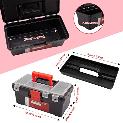 Small Tool Box 14.5-Inch Plastic Tool Boxes Removable Tray Toolbox Organizer Case With Handle Portable Hardware Storage Box For Home, Craftsman And Garage #TOP5