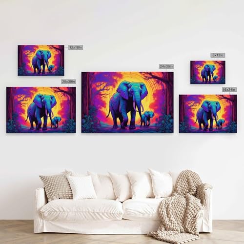 Toile murale abstraite éléphant coloré DEBAOKA cadre moderne 60x90cm
