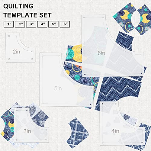 BENECREAT 10 Teiliges Quilt Acryl Schablonen Set, Transparente 2/3/4/5/6 Zoll Schneidelineale Mit Filmschutz, Für DIY Kitchen Art Craft