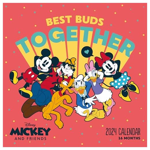 Disney Mickey Mouse & Friends Calendario 2024 – Planificador mensual a vista 30 cm x 30 cm, calendario infantil – Producto oficial