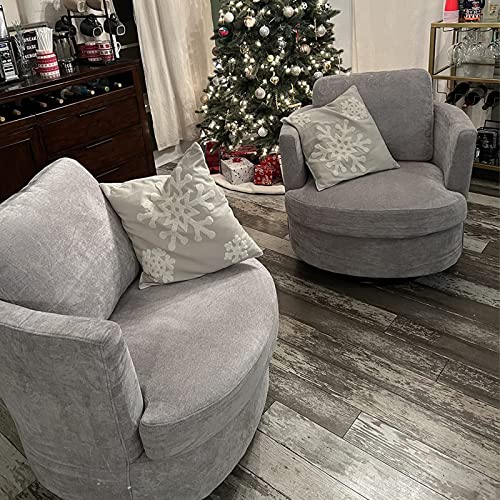 Aoosweer Swivel Barrel Chair Living Room, Comfy Round Accent Sofa Chair Boucle Chairs For Bedroom Barrel Chairs Corner Armchair Sherpa Chair, Leisure Arm Chair For Nursery Club Lounge (Light Grey) #TOP1