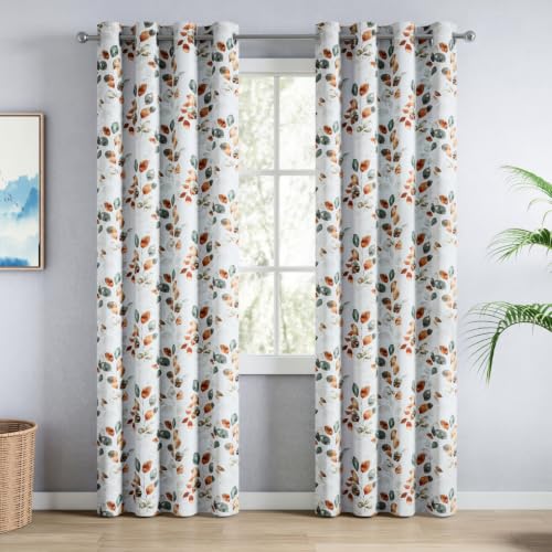 Image of haus & kinder Digital Printed Cotton Door Curtain 7 Feet Long Pack of 2 Door Curtains, 7 Feet Curtain for Door (Soft Botanica, Multicolor 130x213 CM)