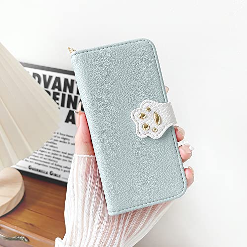 MAGICASE 適応iPhoneSE 第2世代/第3世代 ケース 手帳型 女性iPhone7 ケース iPhone8 ケース 手帳型 人気 可愛い 猫 iphone se2 ケース 手帳型 アイフォン8 アイフォンSE2 SE3 ケース おしゃれ カードポケット 財布型レディース 柔らかいTPUケース 落ち着いた色 気質 贈り物 (iPhone 8/7/se3/se2通用)ブルー