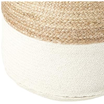 Signature Design by Ashley Sweed Valley Jute & Cotton Pouf, 19 x 19 Inches, Natural & White 515efRtAaYL. SS400