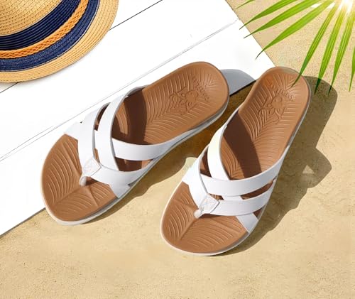 Image of KuaiLu Womens Dressy Orthotic Flip Flops Trendy Comfortable Cushion Recovery Walking Criss Cross Thong Sandals Lightweight Yoga Foam Summer Slides with Plantar Fasciitis Arch Support