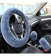Fluffy Steering Wheel Cover, ZYNQACC Fuzzy Steering Wheel Cover for Women, Fashion Warm Wool Furr...