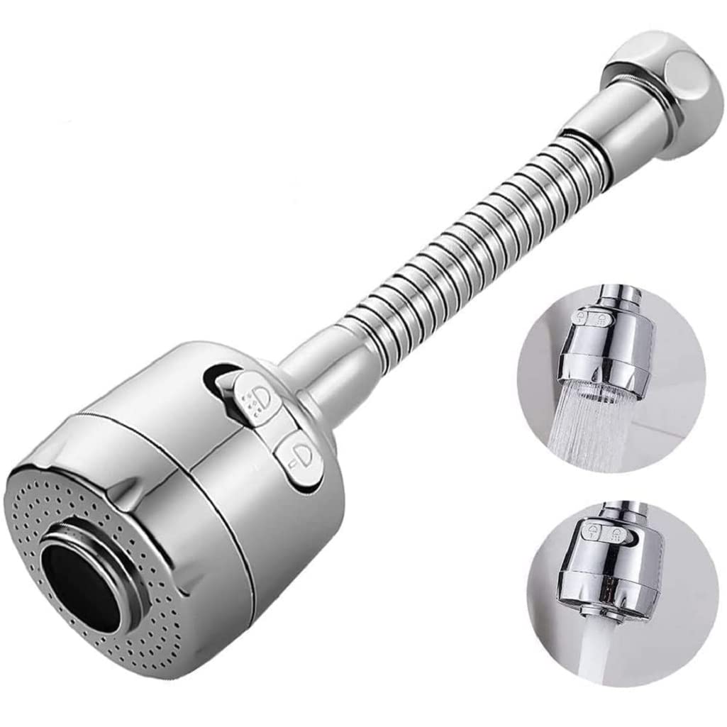 Stainless Steel 360 Degree Flexible Rotating 2 Modes Water Saving Faucet Extension, Adjustable Faucet Aerator Splash-Proof Faucet Splash Head for Bathroom Kitchen Tap Nozzle Filter (Silver) (D-7588) (B0BVHZ6NMV) Amazon Price History, Amazon Price Tracker