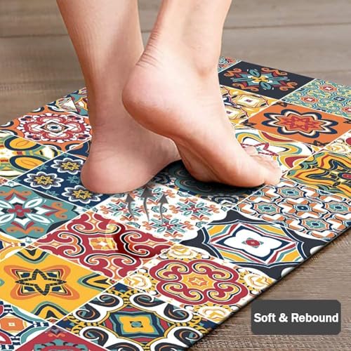 Image of Mattitude Rubber Rectangular Kitchen Mats for Floor Set of 2 Pcs | Non-Skid, Soft Absorbent Rugs for Kitchen Floor, Laundry, and Hallway | 120x40cm, 40x60cm| (Multi Colour)