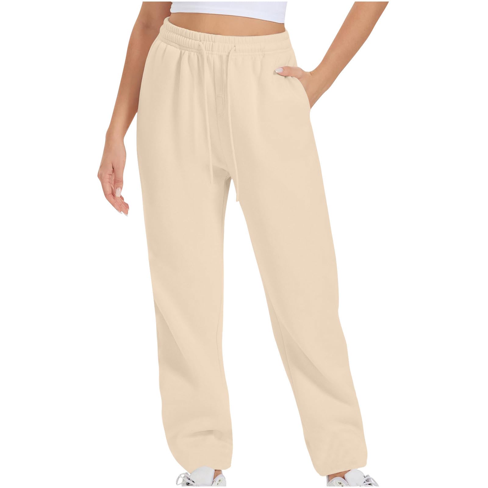 Straight Leg Sweatpants for Women 2025 Trendy Drawstring Baggy Sweat Pants High Waisted Casual Trousers Joggers