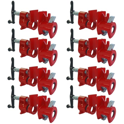 ATPEAM Wood Gluing Pipe Clamp Set | 8 Pack Heavy Duty Cast Iron Quick Release Pipe Clamps for Woodworking (8, 3/4
