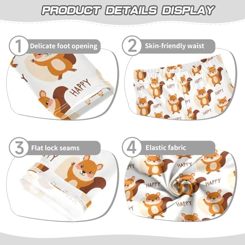 Dancing Squirrel Pattern Girls Leggings Soft Comfortable Athletic Leggings Dancing Pants for 4-10 Years3