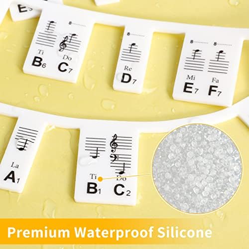 Piano Keyboard Stickers, DELLAN Silicone Removable Piano Keyboard Note Labels for Beginners and Kids, 88-Key Piano Accessories (Black) 5 515eg7X0yEL. AC
