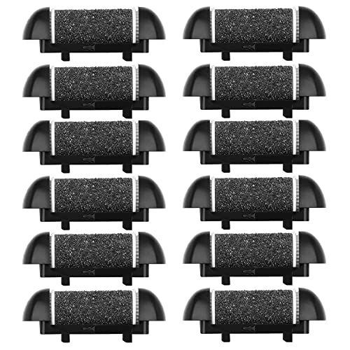 12 Pack Replacement Refill Rollers for Electric Foot File Callus Remover Pedicure Kit Tools Grinding Roller Head for Hard Callus and Tough Dead Skin (12pcs Extra Coarse)