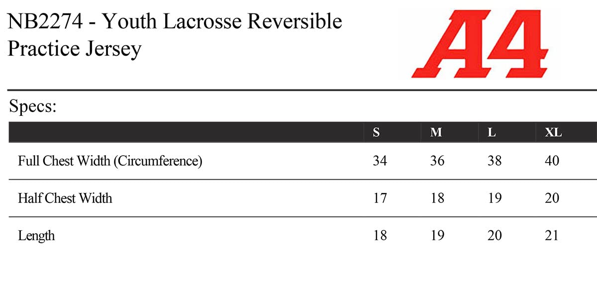 A4 Boys Lacrosse Reversible Practice Jersey,Royal/White,L
