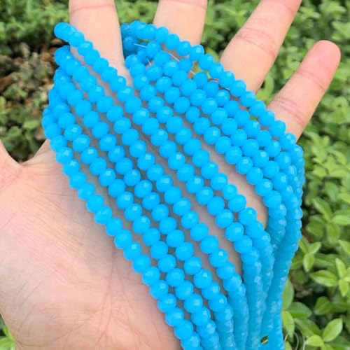 Image of 500pcs Czech Faceted Rondelle Crystal Glass Beads 6mm Bulk Blue Turquoise Opal