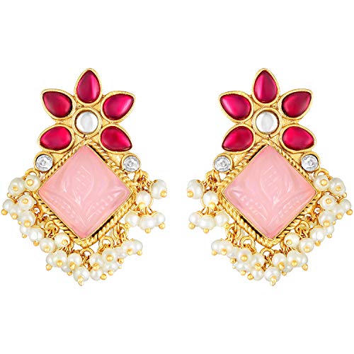 Boucles d'oreilles roses pendantes de style indien pour illuminer le visage