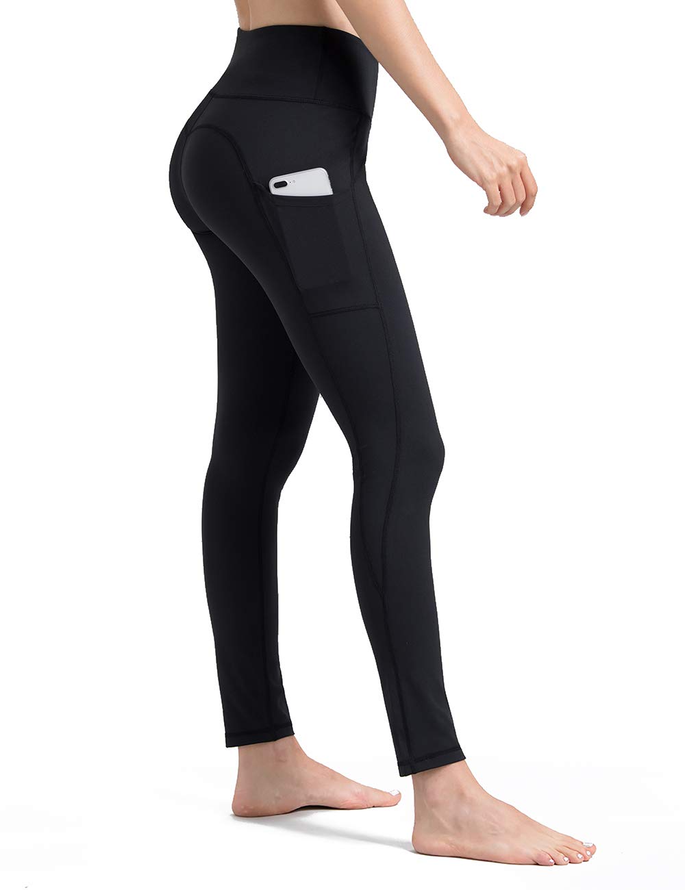 ALONG FIT Yoga Pants for Women mesh Leggings with Side Pockets Mid Waisted Leggings