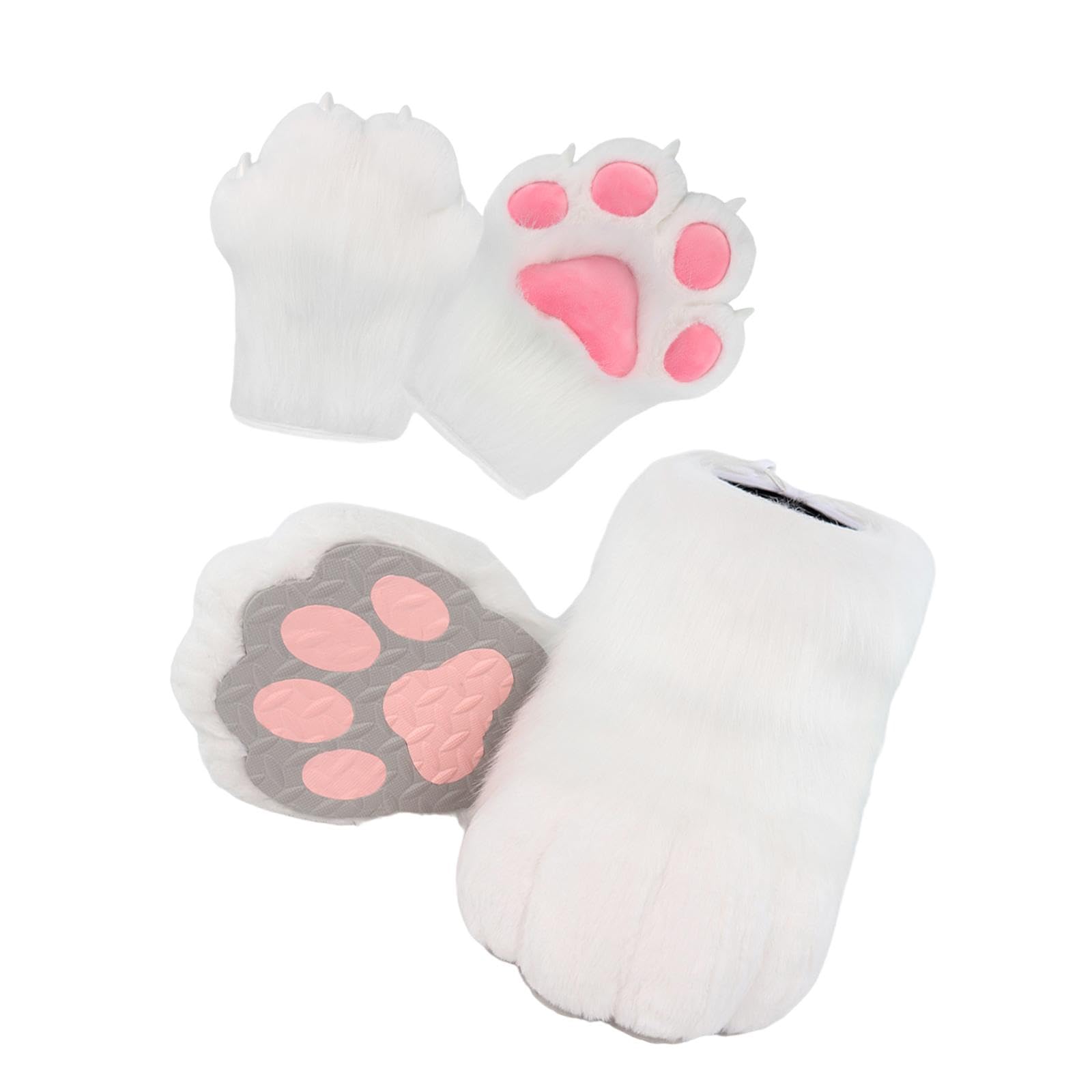 UGPLM Cosplay Animal Paws Fursuit for Women Gloves for Holiday Role Playing Masquerade: White