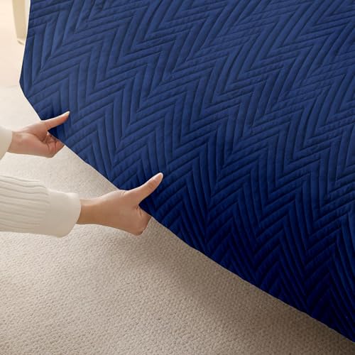 Image of Amazon Basics - Velvet Quilted Make Your Own Sofa Cover |2 Seater | Multi-Layered Fabric |120cm x 70cm | 350 GSM | Color - Navy Blue