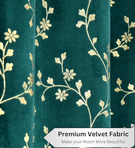 Image of Velvet Room Darkening Window Curtain 5 Feet, Golden Foil Print