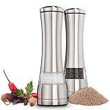 Salt and Pepper Grinder Set – Stainless Steel w/ Ceramic Blade and Easy Twist Technology (2 units)