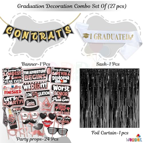 Image of Wobbox Graduation Props for Adults, Graduation Party Props, Happy Graduation Banner, Graduation Sash, Graduation Party Decorations Items (FP5051)
