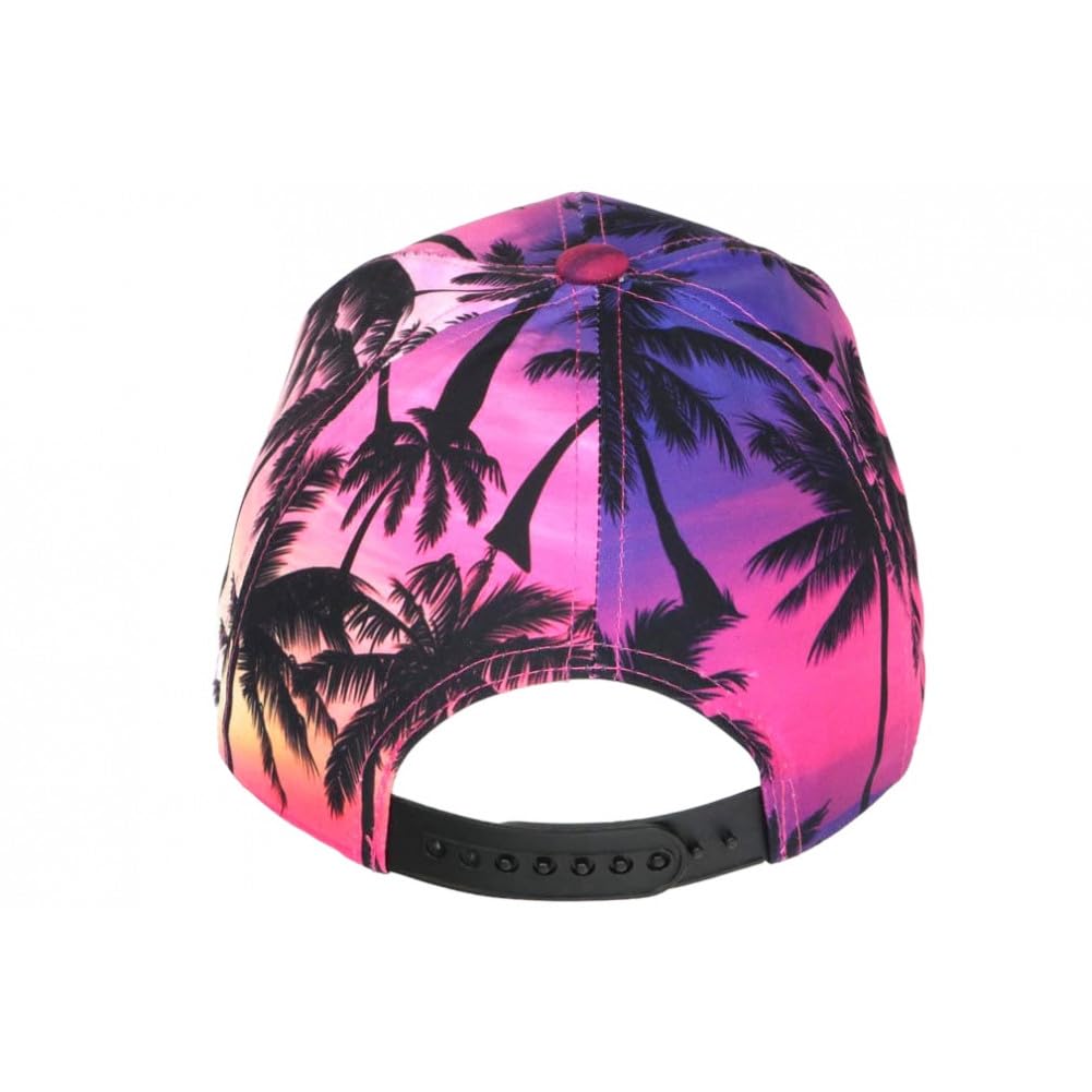 Casquette Enfant Rose et Blanche Palmiers NY Baseball Sunset 7 a 12 Ans