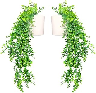 Set of 2 Hanging Artificial Plants in White Plant Pots Home Accessories Fake Hanging Plant Indoor Plant Hanging Plant Fake Plant Artificial Plants Indoor Plant Pot Indoor House Plants