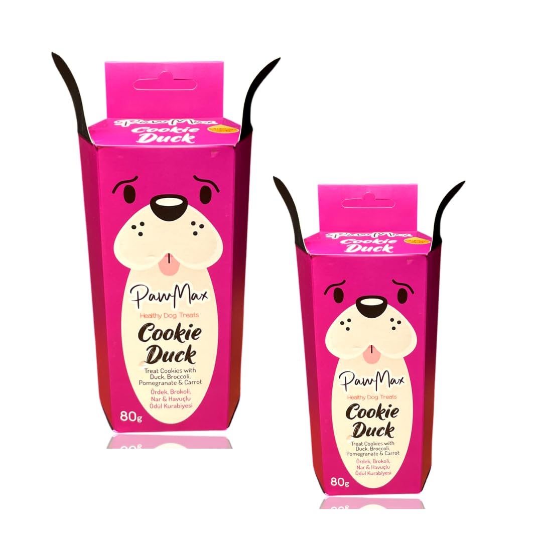 Paw MAX - Galletas de Pato Snacks Naturales para Perros, Hecho a Mano o Artesanal, Chuches para Perros, Golosinas para Perro, Premios y recompensas para tu Mascota 80 gr (2 Pack)