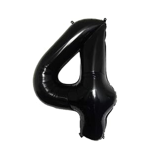 Party Decorz 4 Number Black Foil Balloon/Four Number Black Big Size Foil Balloon (32 Inch,1pcs) For Birthday,Anniversary, Surprise Party Decoration