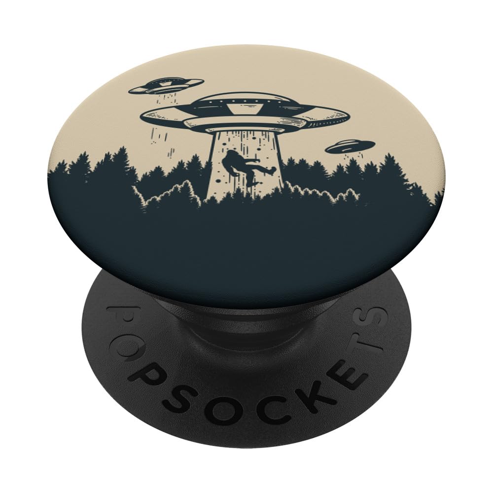 Alien Abducting Bigfoot Funny UFO Aliens Sasquatch PopSockets Adhesive PopGrip