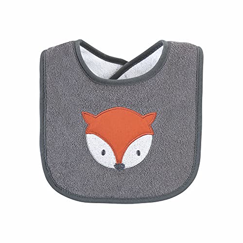 Image of Hudson Baby Unisex Baby Cotton Terry Drooler Bibs with Fiber Filling, Boy Gray Woodland, One Size