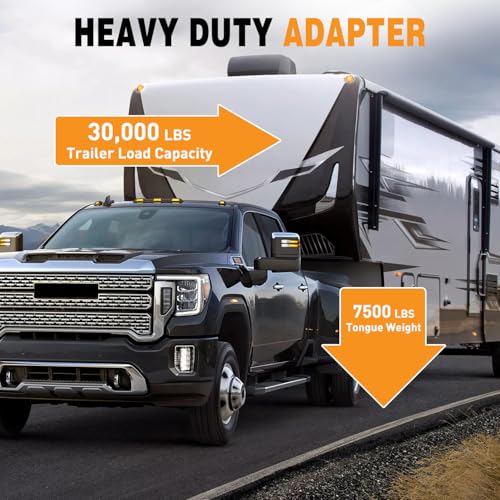 Image of Nilight Fifth Wheel to Gooseneck Ball Adapter, Kingpin to 2-5 /16 Inch Gooseneck Ball Towing Receiver Adapter for Trailer Tractor w / 30,000lbs Max Load, Silver