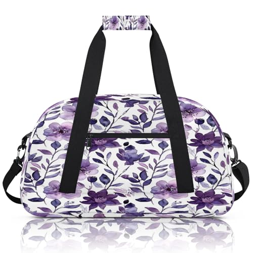 Cute Watercolor Floral Small Gym Bag 18 inch Carry On Duffel Bag for Weekender Travel Sports Workout Yoga Gymnastics Dance Ballet