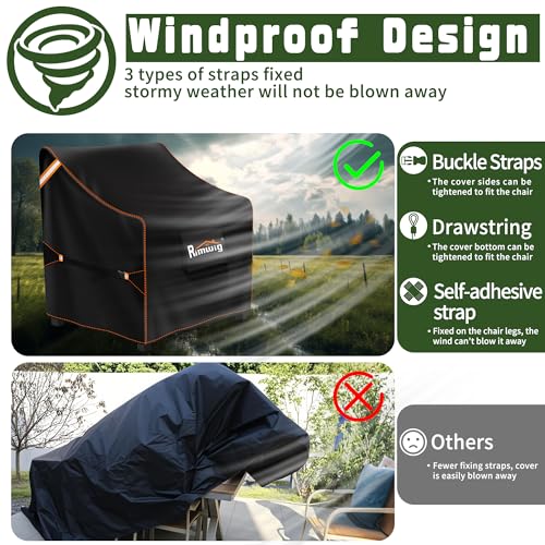 Rimwig Patio Chair Covers 2 Pack, Waterproof Outdoor Furniture Covers, Heavy Duty Wicker Swivel Chair Covers for garden Lawn 32\" W x 37\" D x 36\" H