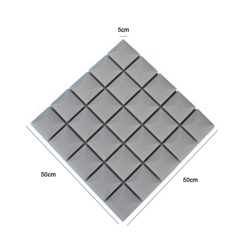 Pannelli in schiuma insonorizzante, confezione da 12 pannelli fonoassorbenti ad alta densità, ignifughi, 48,3 x 48,3 x 5,1 cm, per studio, casa, ufficio (grigio), grigio