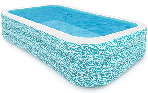 heytech Family Inflatable Swimming Pool, 118" X 72" X 22" Full-Sized Inflatable Lounge Pool for Kiddie, Kids, Adult, Toddlers for Ages 3+, Outdoor, Garden, Backyard Summer Water Party Blow up Pool…