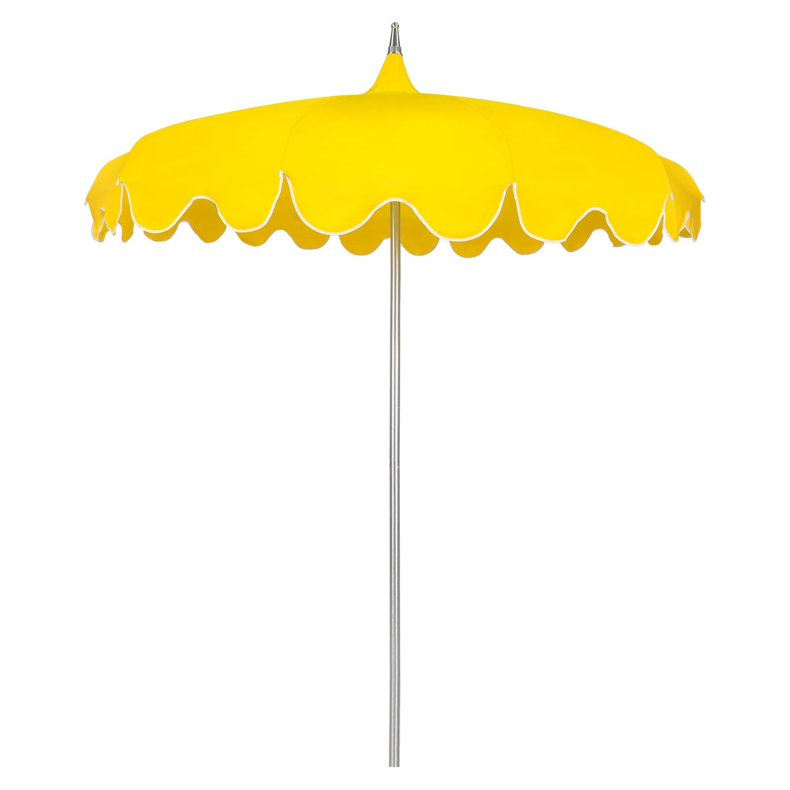 Mansader 2.2M Garden Parasol Heavy Duty Pole, UPF 50+ Garden Pagoda Umbrella for Outdoor Patio Pool Yard, Curved Ribs Umbrella with Carry Bag, Yellow