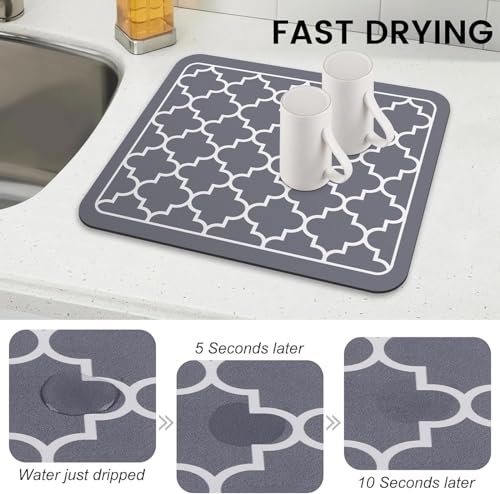 Image of Dish Drying mat for Kitchen Water Absorbent mats for Kitchen Utensils Large Dry mat for Kitchen Utensils Drying mat Water Absorbent mats for Kitchen Large Size 45x38cm (Design 25)