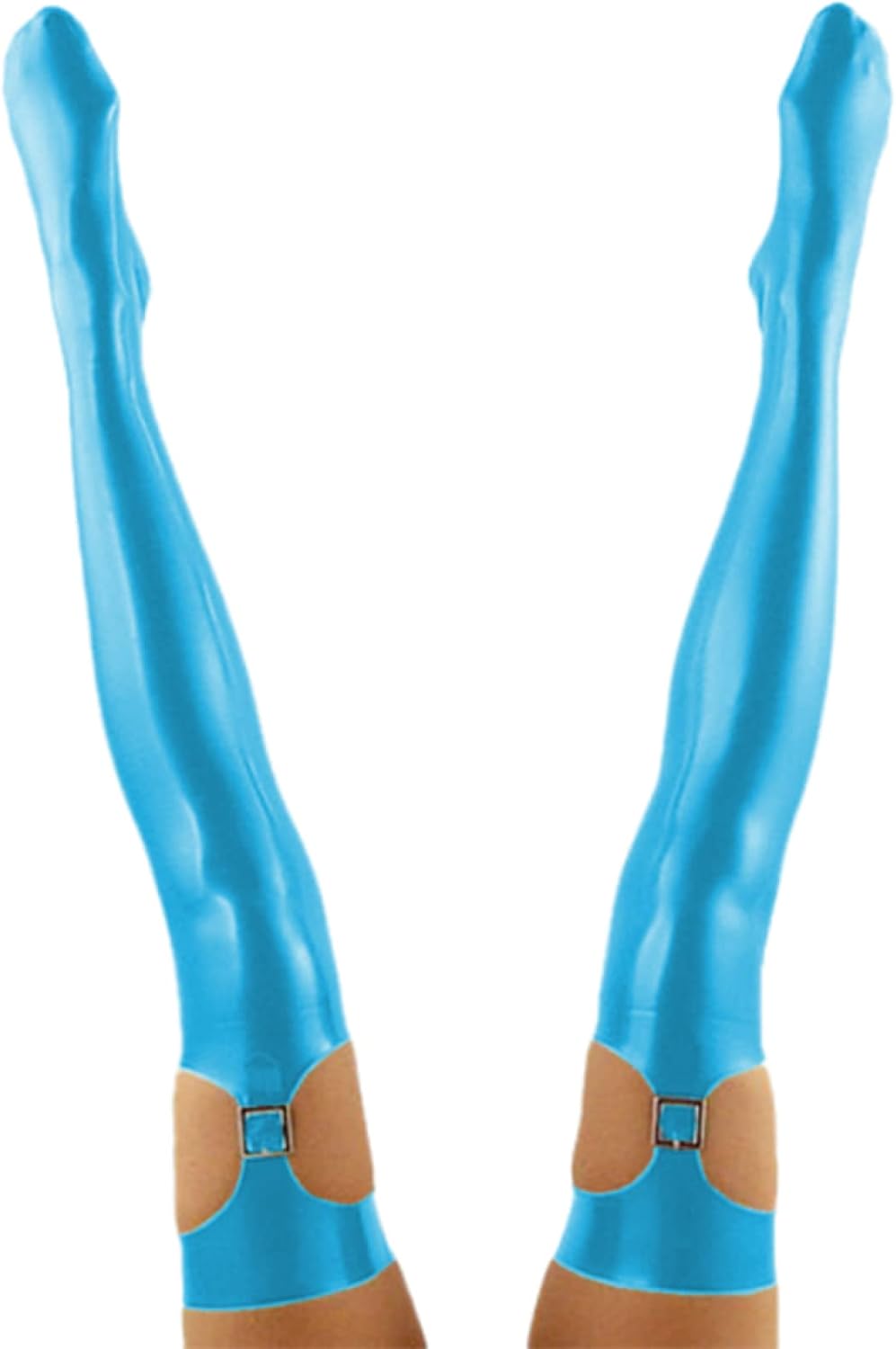 Hollow Out Stretchy Thigh High Stockings Wetlook PVC Leather High Footed Stockings Lingerie Over Knee Socks,Orange,4XL