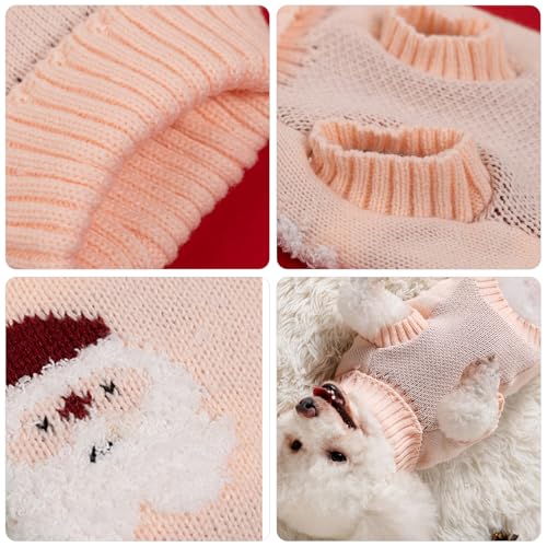 Hundepullover Kleine Hunde Hundepulli Mittelgroße Winter Hundebekleidung & Zubehör Hundezubehör für Kleine Wolle Gestrickt Sweater für Hunde 5-8kg Hundejacke Haustier Pullover Tricolour (Rosa2)