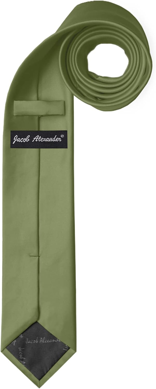 Jacob Alexander Men's Skinny Width 2" Solid Color Tie - Image 4
