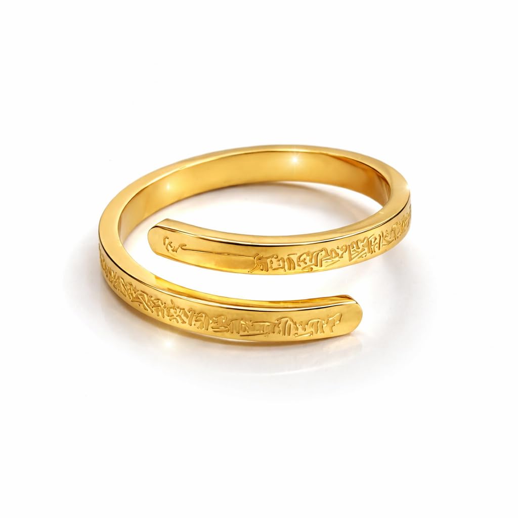 lovemi movements Gold Plated Adjustable Open Ring for Men & Women | Engraved Minimalist Wrap Band Ring | Smooth Polished Finish | Anti-Tarnish Durable Unisex Finger Ring-picture-29