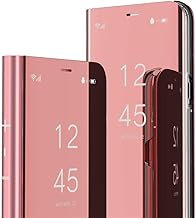 Flip Case for Samsung Galaxy S25 FE 5G Makeup Mirror Design Clear View Flip Bookstyle Luxury Protective Shell With Kickstand Phone Cover for Samsung Galaxy S25 FE 5G. Flip Mirror: Rose Gold